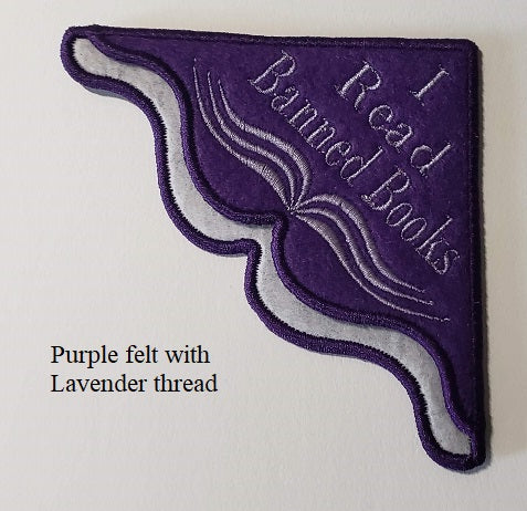 I Read Banned Books Corner Bookmark on Purple Felt