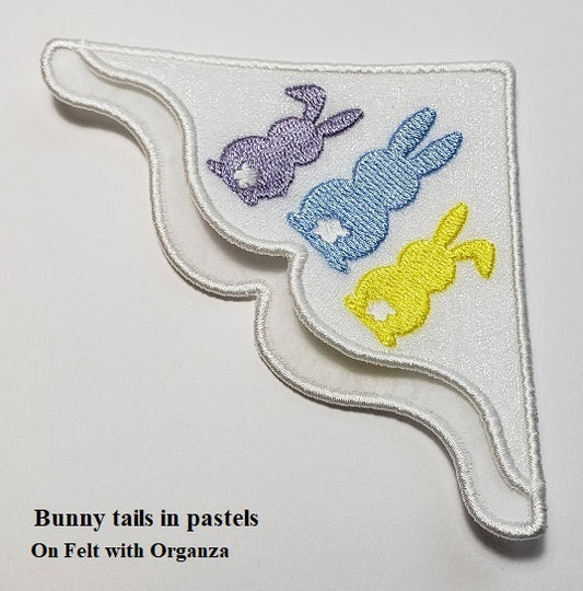 Bunny Tails Corner Bookmark in pastel with Organza