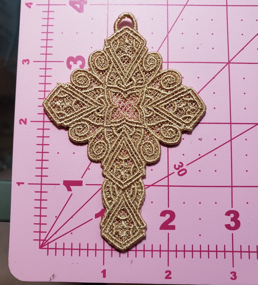 Lace Embroidered Cross Bookmark #2742