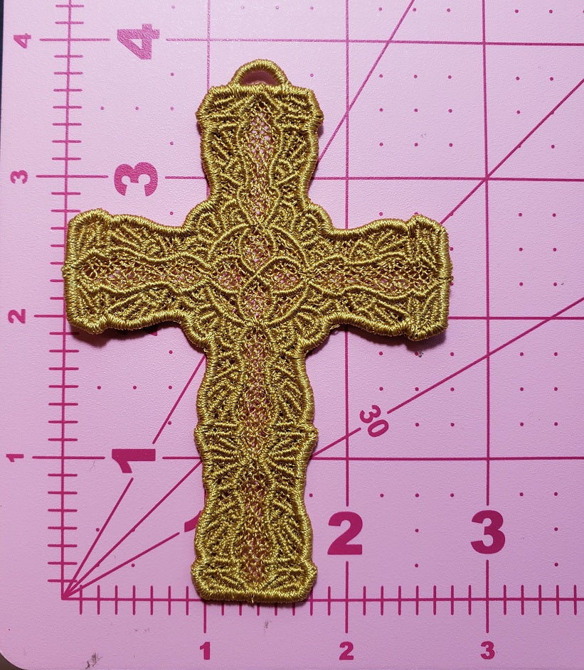 Lace Embroidered Cross Bookmark #2744