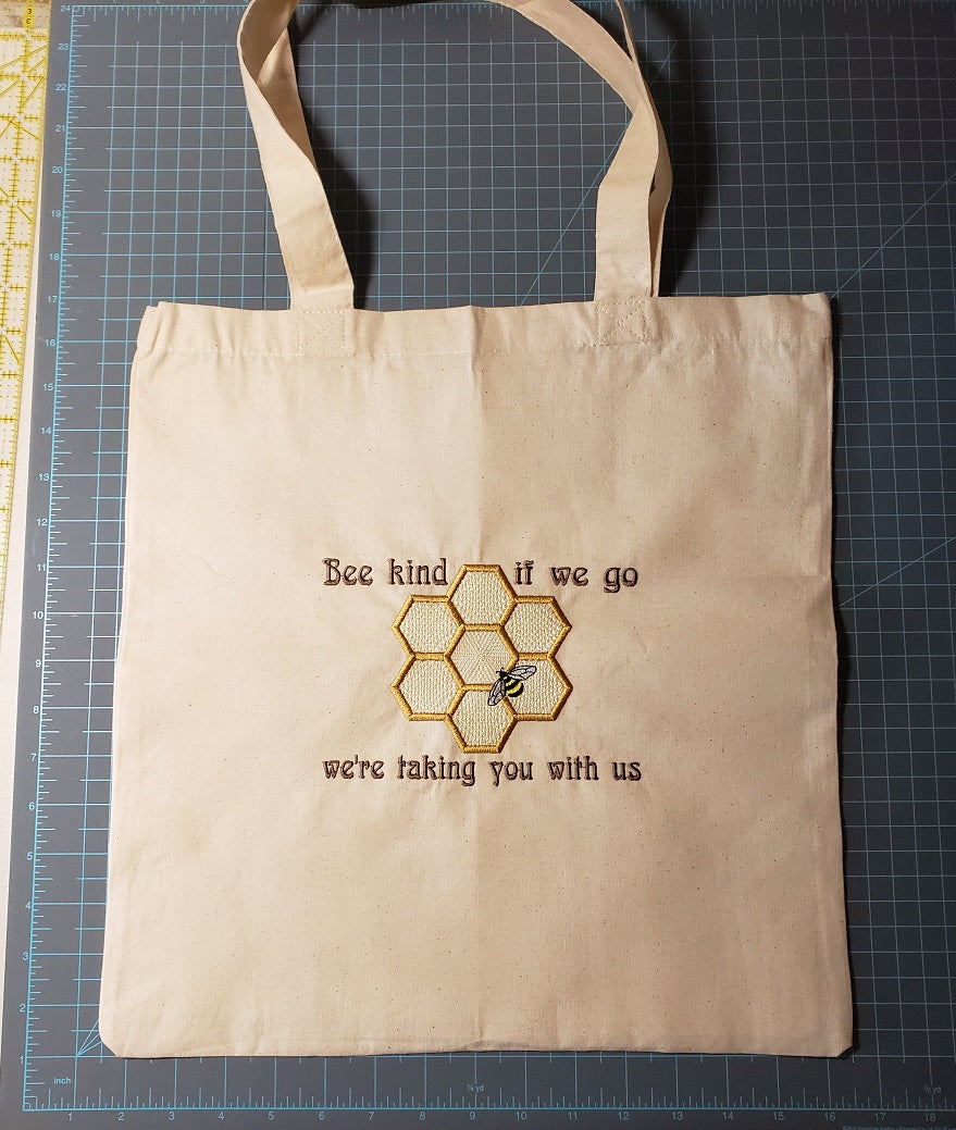 Embroidered Cotton Tote with a Bee-Themed Embroidered design.