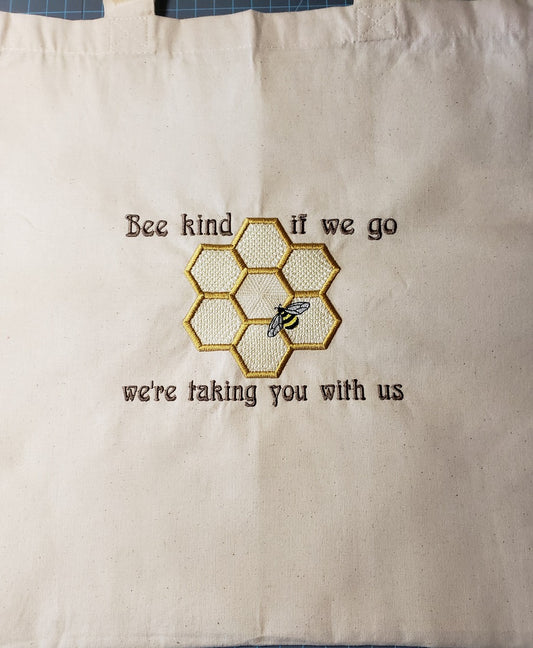 Embroidered Cotton Tote with a Bee-Themed Embroidered design.