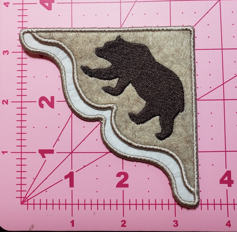 Dark Brown Bear Embroidered Corner Bookmark on Oatmeal Felt