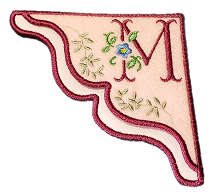 Customizable Corner Bookmark on Felt in Antique Rose Monogrammed Embroidered Design