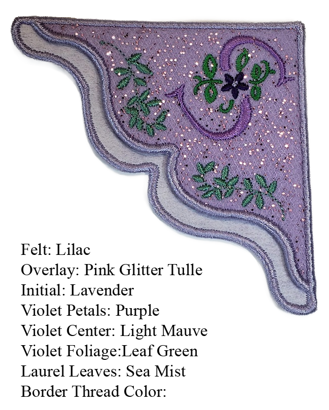 Antique Violet embroidered corner bookmark