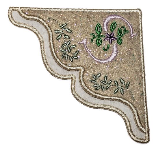 Antique Violet embroidered corner bookmark