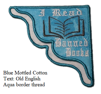 I Read Banned Books Corner Bookmark on Blue Mottled Cotton