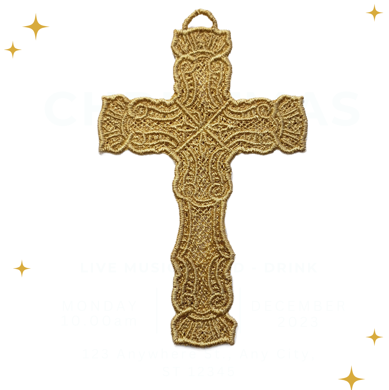 Lace Embroidered Cross Bookmark #2741