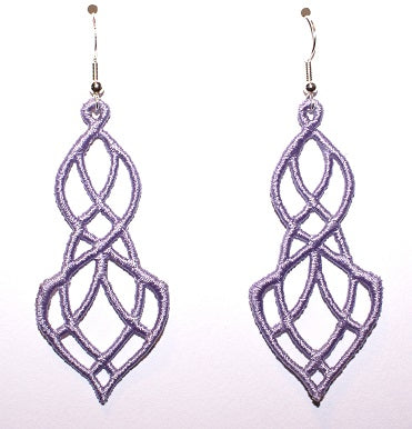 Elegance Embroidered Earrings in Lilac