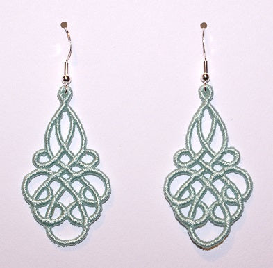 Grace Embroidered Dangle Earrings in Seafoam Green