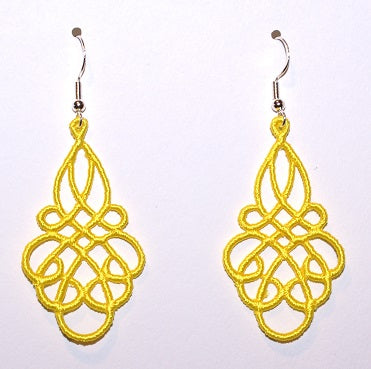 Grace Embroidered Dangle Earrings in Lemon Yellow