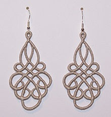 Grace Embroidered Dangle Earrings in Silver Gray