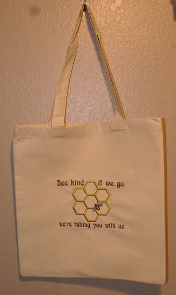 Embroidered Cotton Tote with a Bee-Themed Embroidered design.