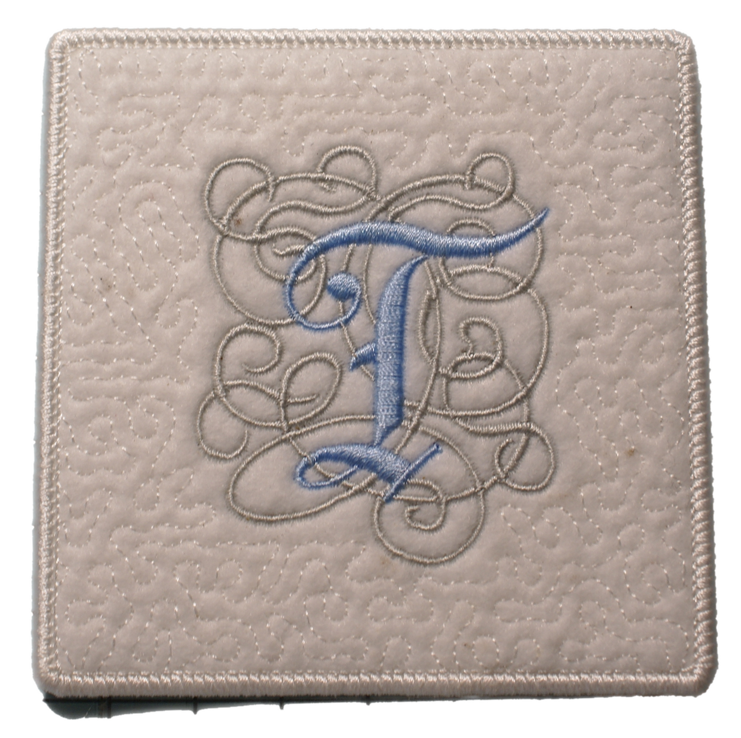 Ornate Personalized Embroidered Monogrammed Mug Rug on Felt