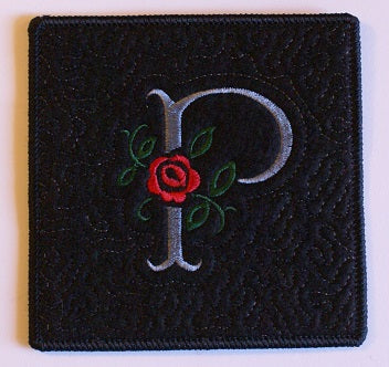 Embroidered Personalized Antique Rose Monogrammed Mug Rug on Felt