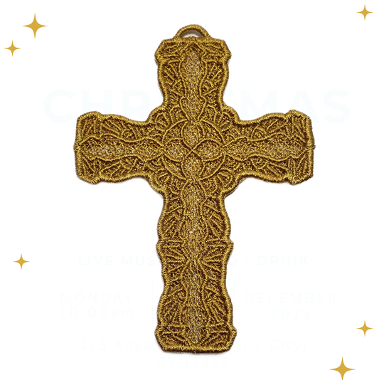 Lace Embroidered Cross Bookmark #2744