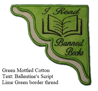 I Read Banned Books Corner Bookmark on Green Mottled Cotton