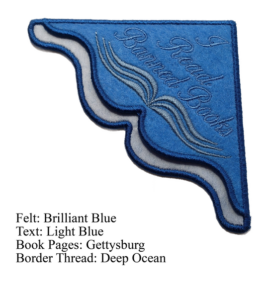 I Read Banned Books Corner Bookmark on Brilliant Blue Felt