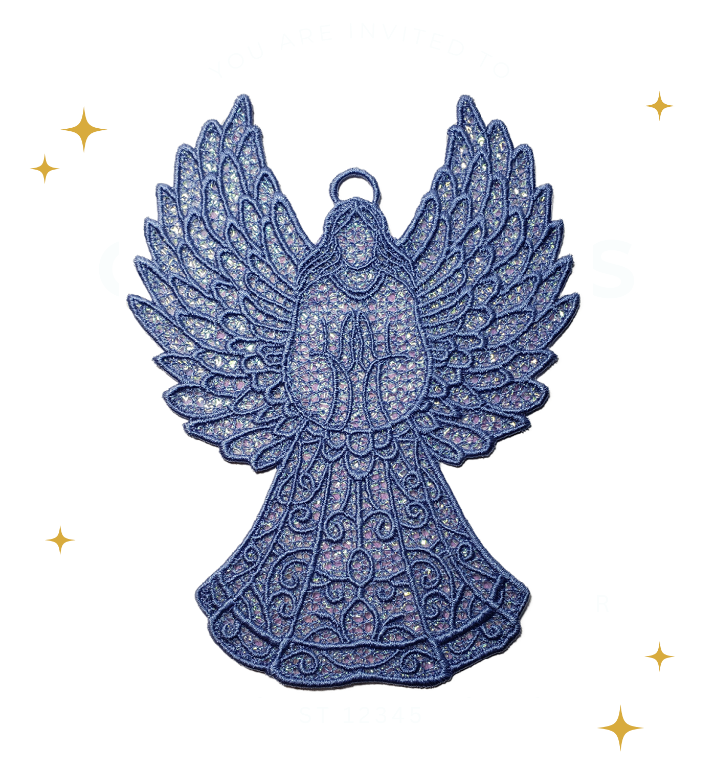 Embroidered Angel Ornament with Mylar