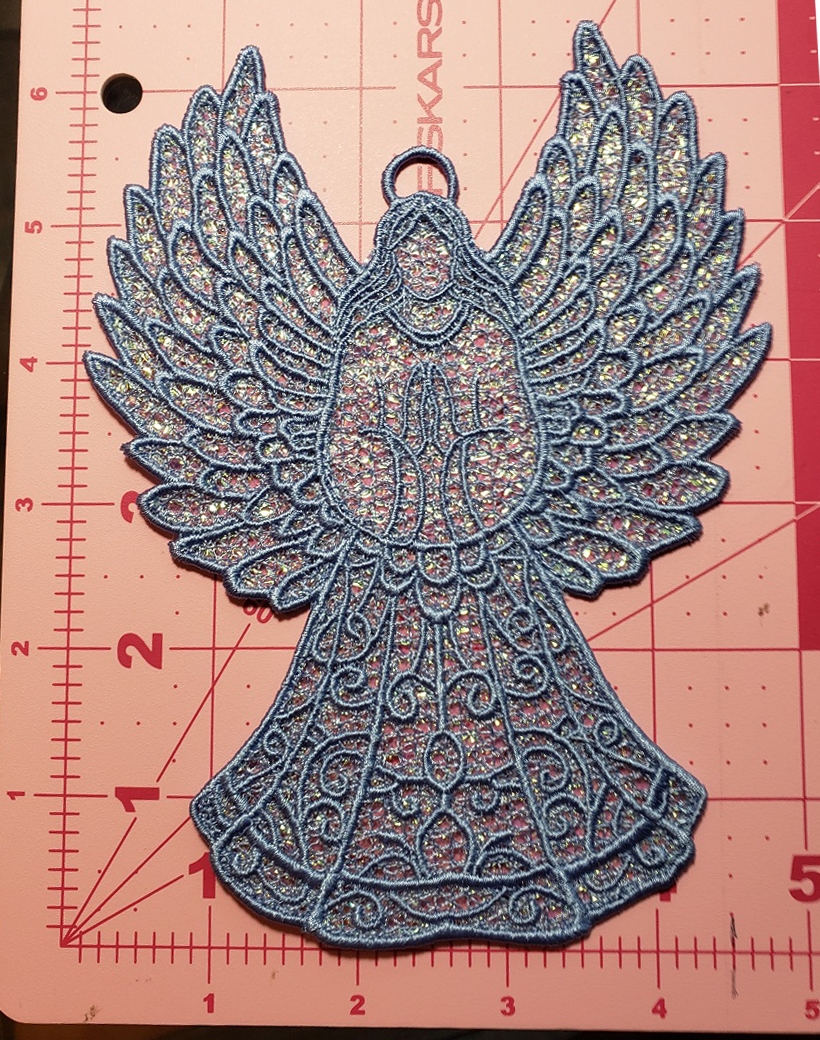 Embroidered Angel Ornament with Mylar