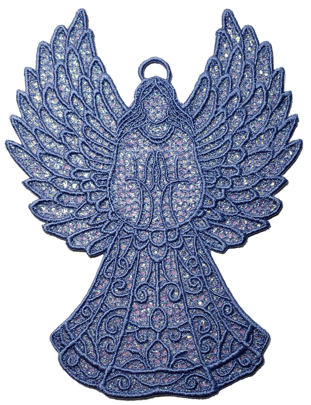 Embroidered Angel Ornament with Mylar