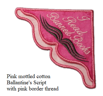 I Read Banned Books Corner Bookmark on Pink Mottled Cotton