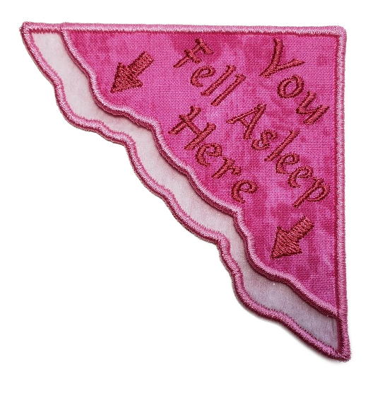 You Fell Asleep Here Corner Bookmark on Pink Cotton Batik Fabric