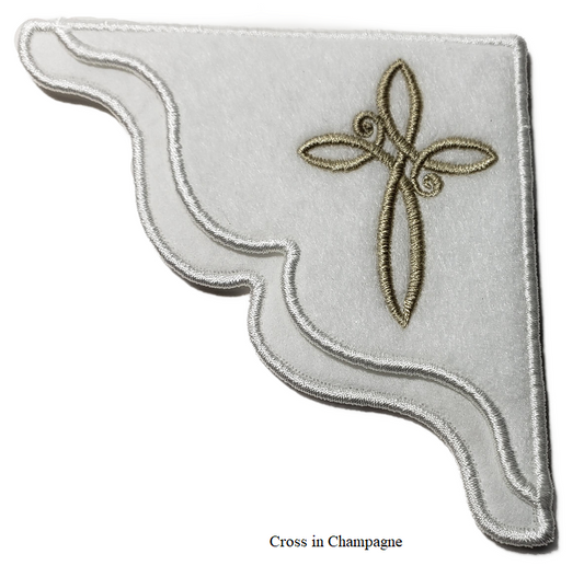 Swirly Cross Corner Bookmark on White Felt