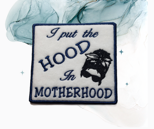 I put the Hood in Motherhood Embroidered Mug Rug on Felt