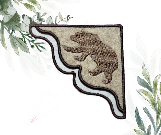 Bear Embroidered Corner Bookmark on Oatmeal Felt